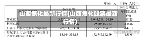 山西焦化最新行情(山西焦化股票最新行情)-第3张图片