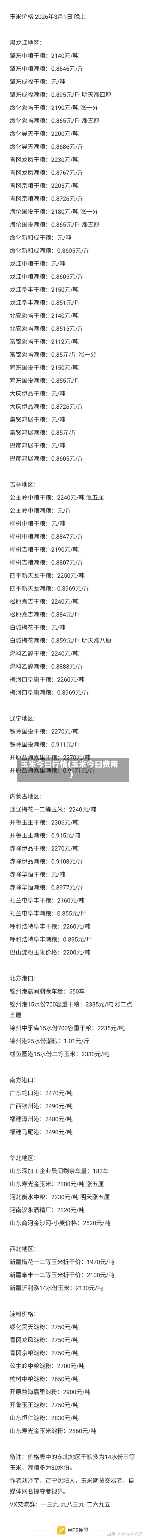 玉米今曰行情(玉米今曰费用)-第1张图片