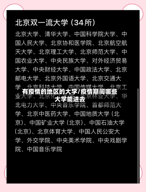 有疫情的地区的大学/疫情期间哪些大学能进去-第1张图片